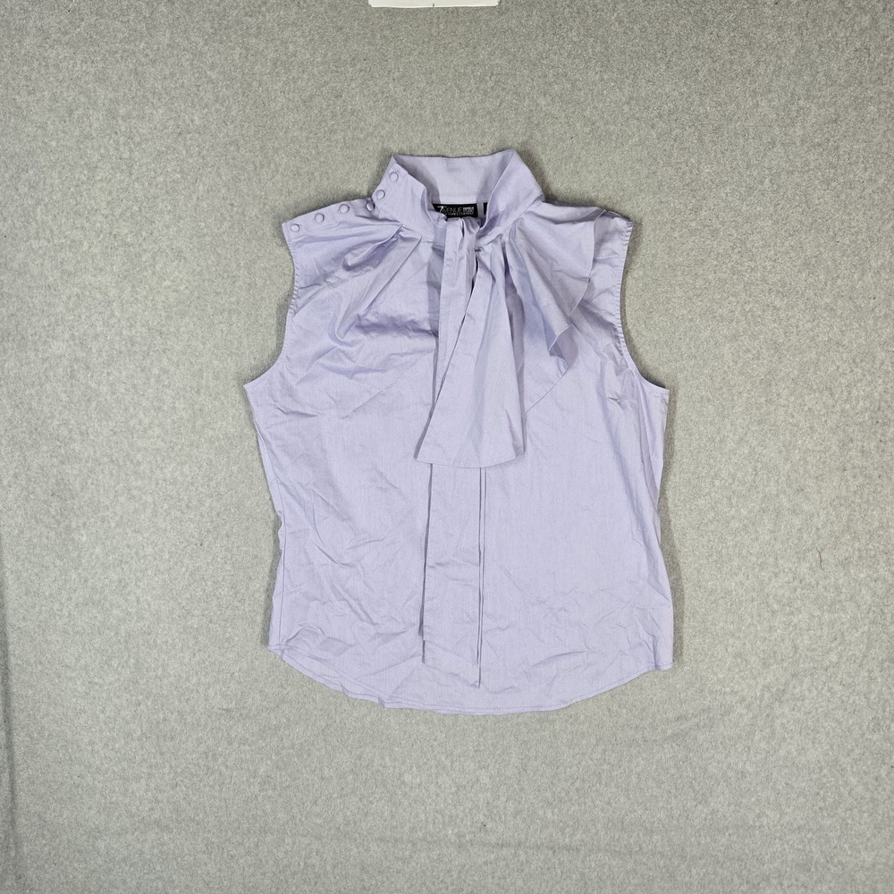 7th Avenue Design Studio Women Blouse M Lavender Button Office Career NWT